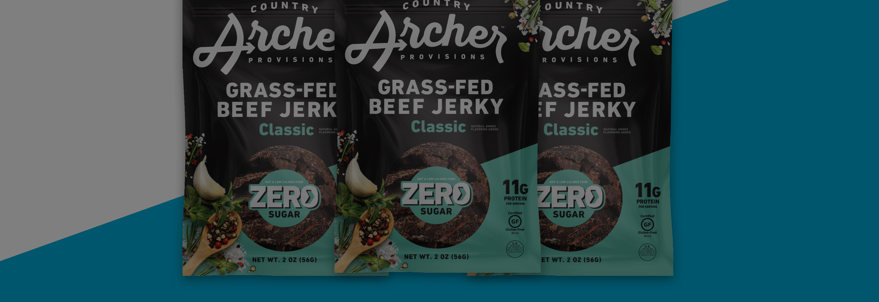 3 Packs of Country Archer Grass-Fed Beef Jerky - Zero