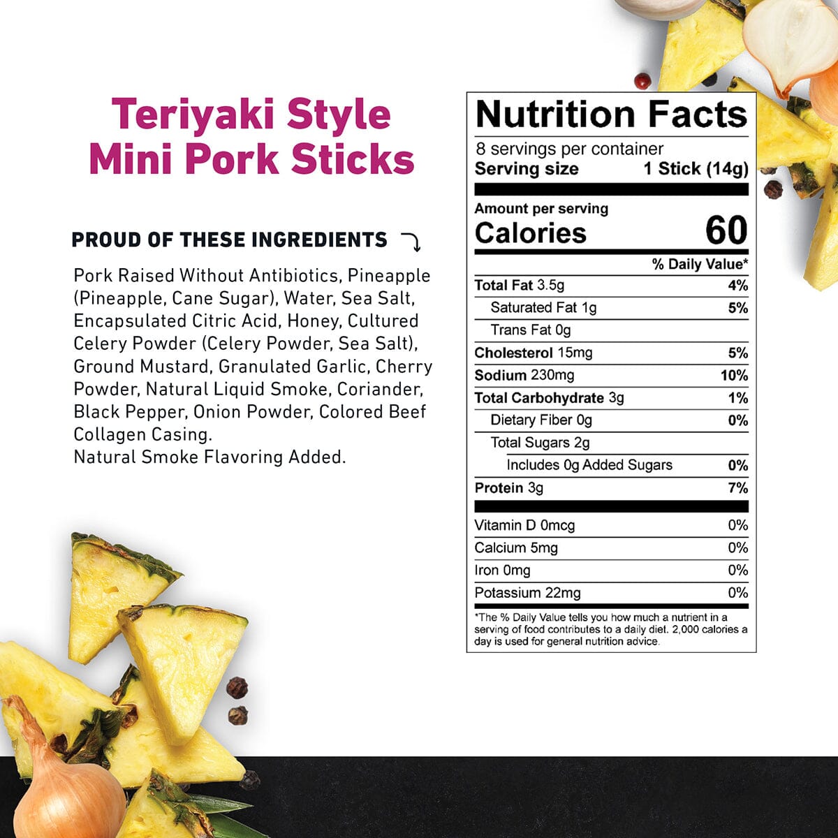  Mini Teriyaki Style Pork Stick by Country Archer, Mini Teriyaki Style Pork Stick, All Natural Pork - Gluten-Free - Keto - No Preservatives - Paleo - Pork Jerky - Real Ingredients - sticks, teriyaki-style-pork-stick-1, , 8ct Mini Sticks